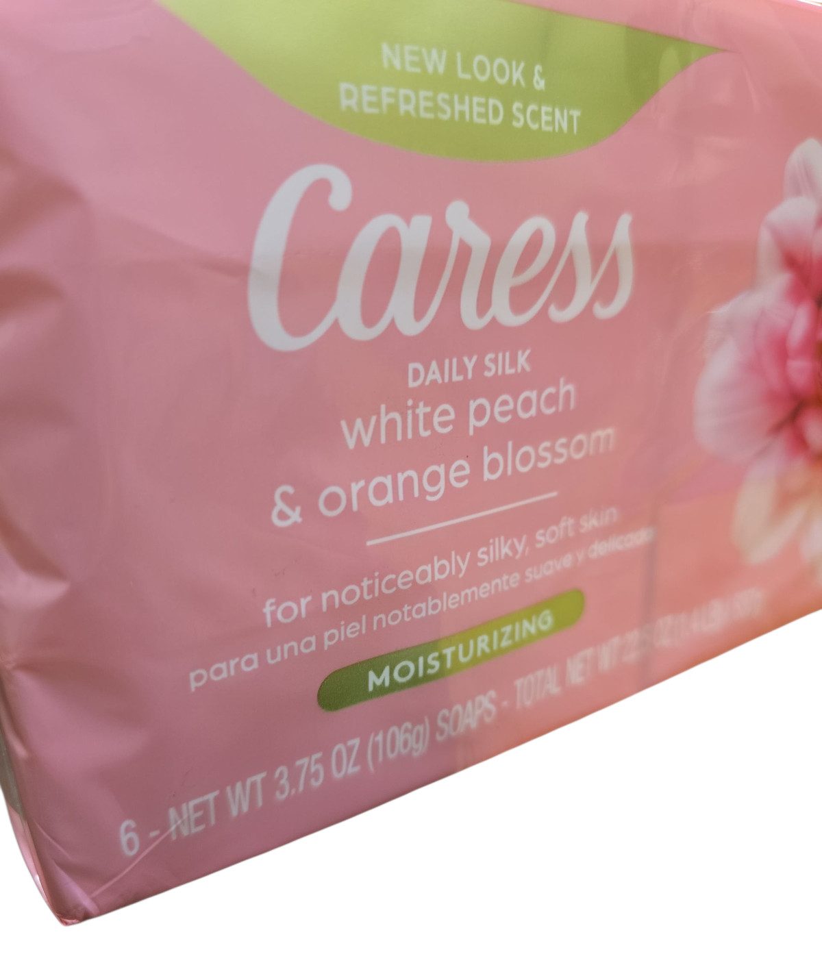 Caress Daily Silk Floral Essence White Peach & Orange Blossom Bar Soap | 6 Bars