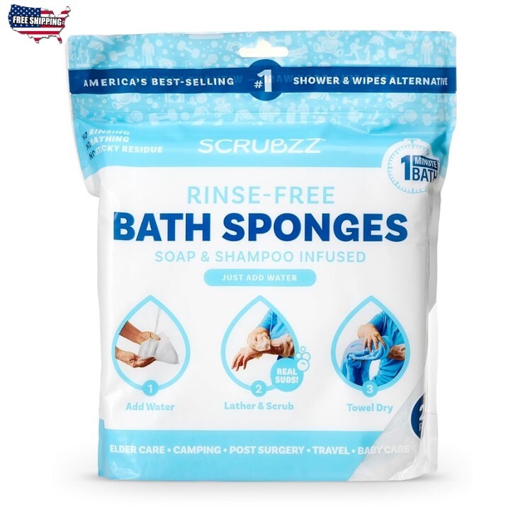25 Pack Rinse-Free Bathing Wipes – No Rinse Shower Wipes For Travel & Elderly…