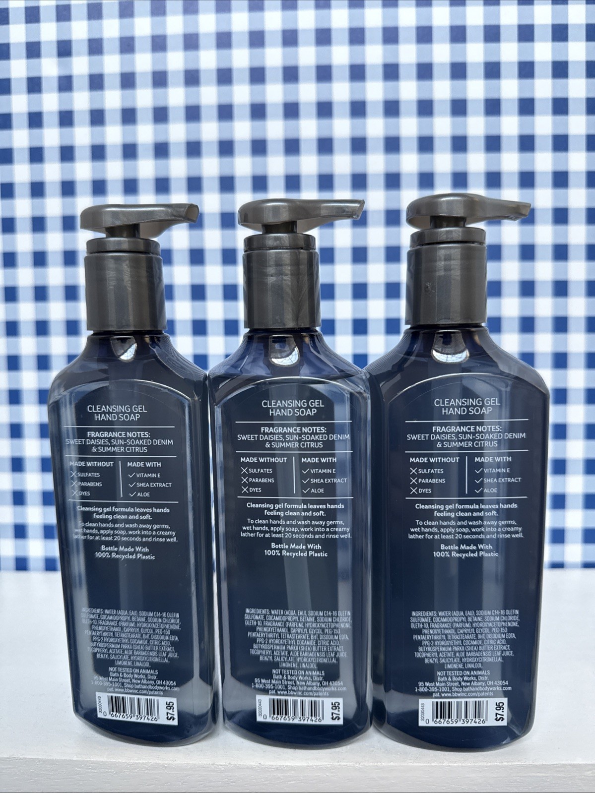 3X ~ Bath Body Works ~ DENIM & DAISIES ~ Cleansing Gel Hand Soap