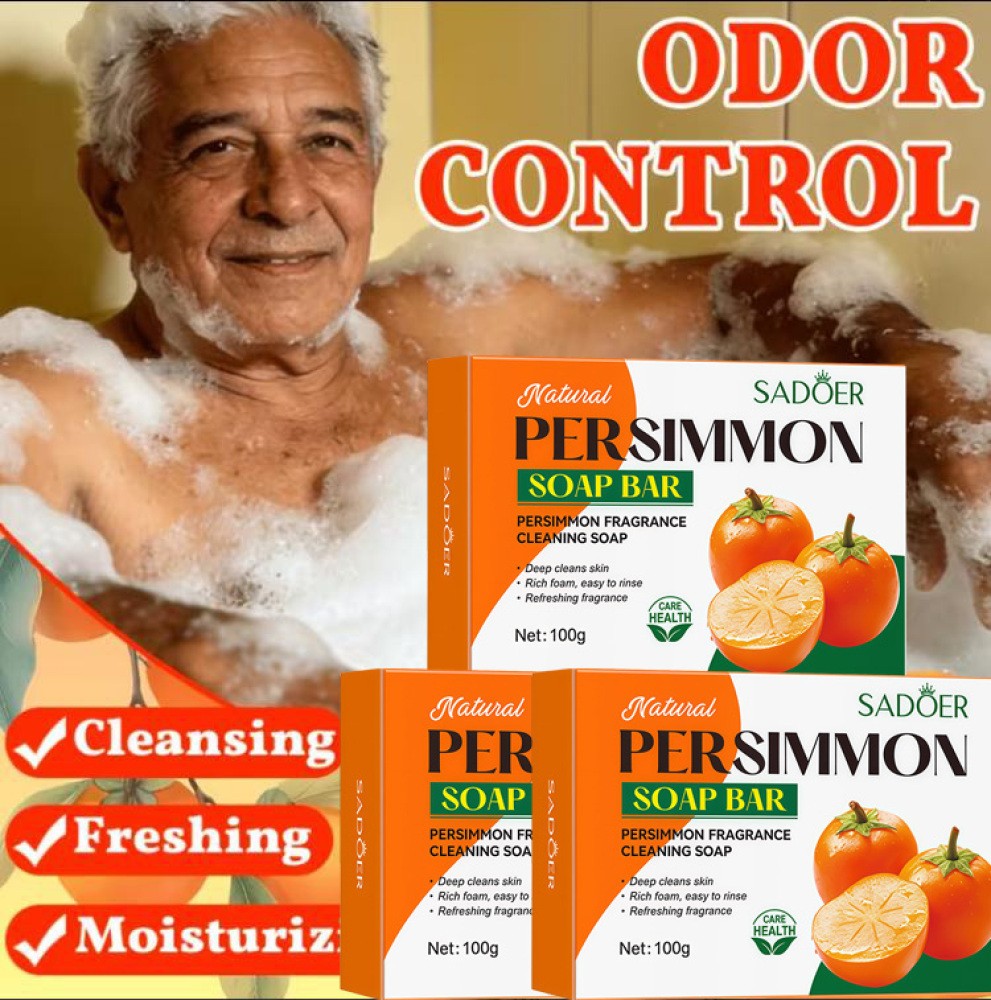 10x Persimmon Soap Bar for Old People Smell, Natural Body Odor Control Bar Soap