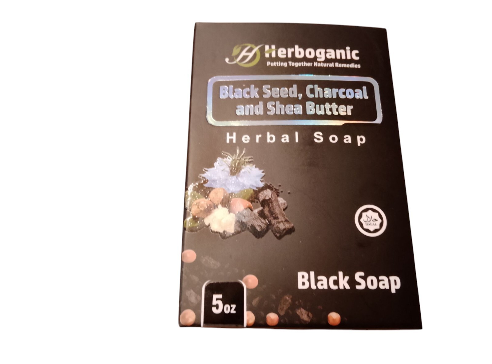 Herboganic Black Seed, Charcoal & Shea Butter Herbal Black Soap Cleansing Skin