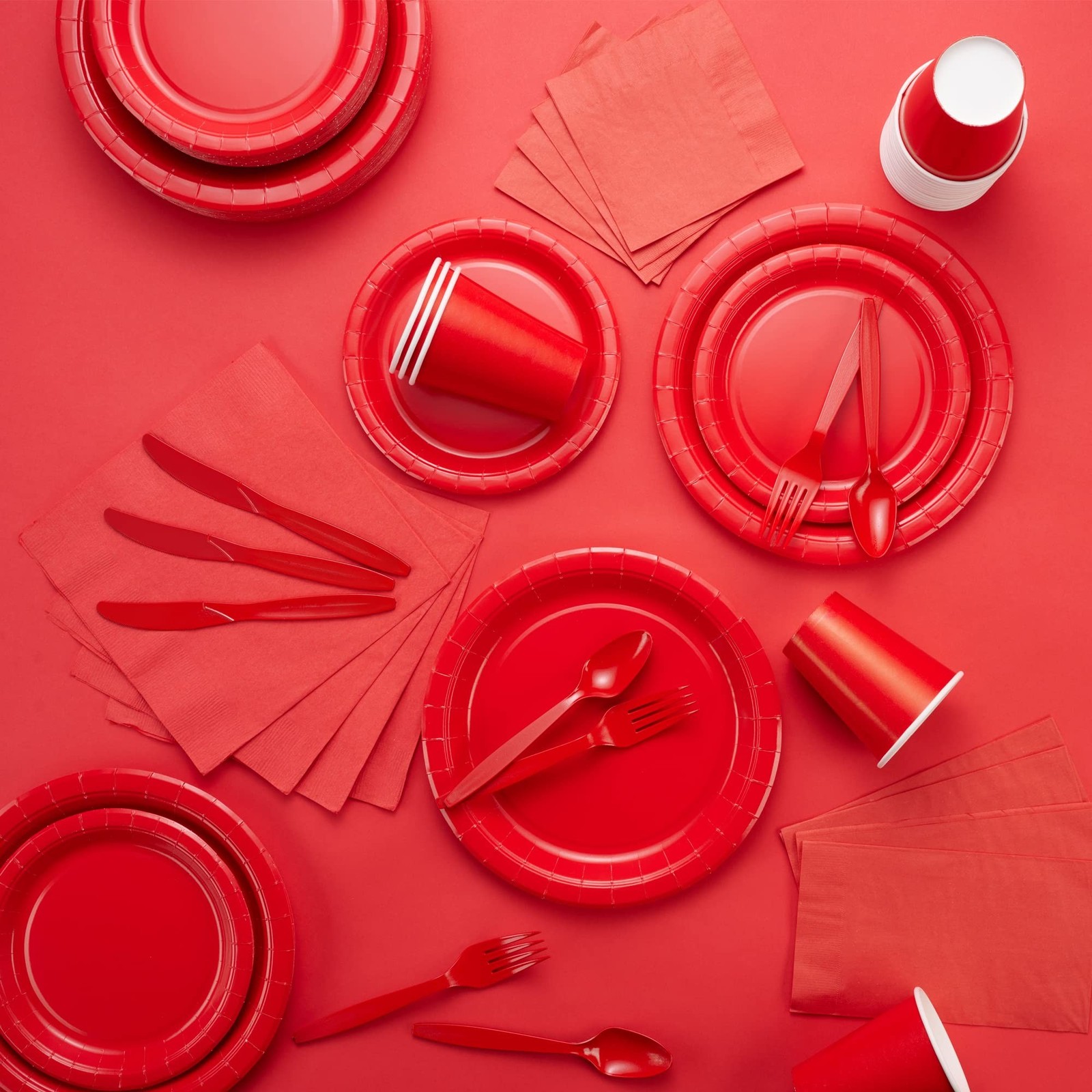 Amcrate Disposable Paper Plates Red, 7 Inch Paper Dessert Plates, Strong and …