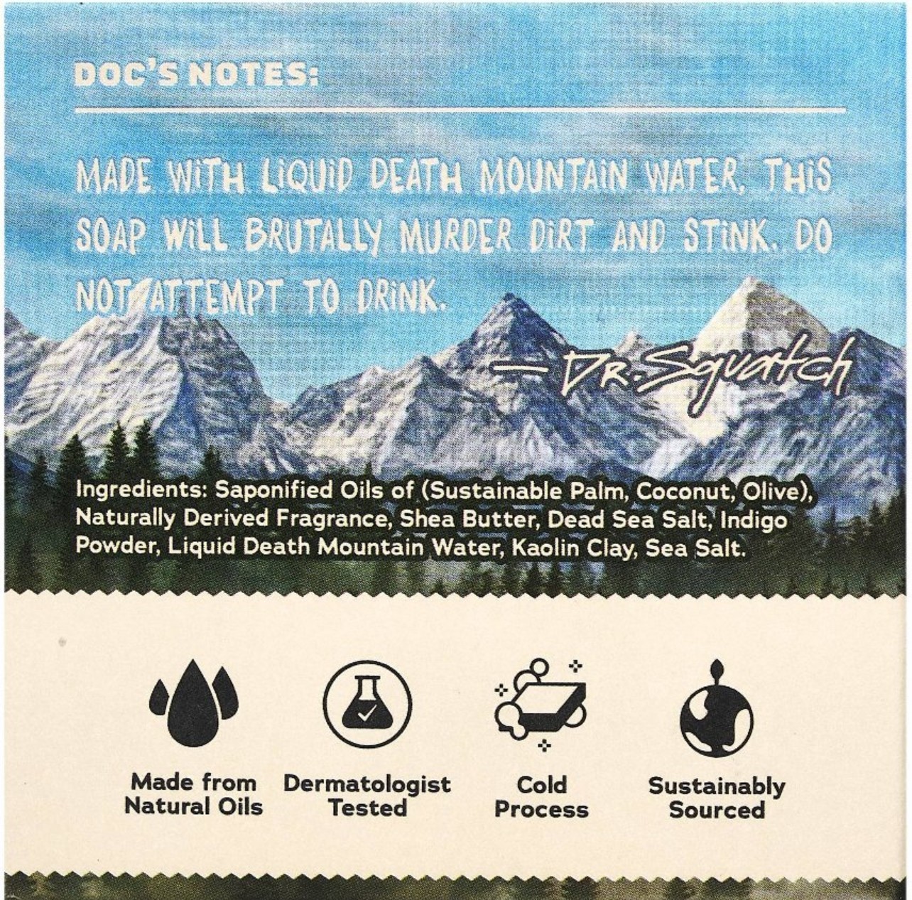 NIB~ Dr Squatch Men’s Dirt Destroyer Liquid Death 5 oz Natural Bar Soap SOLD OUT
