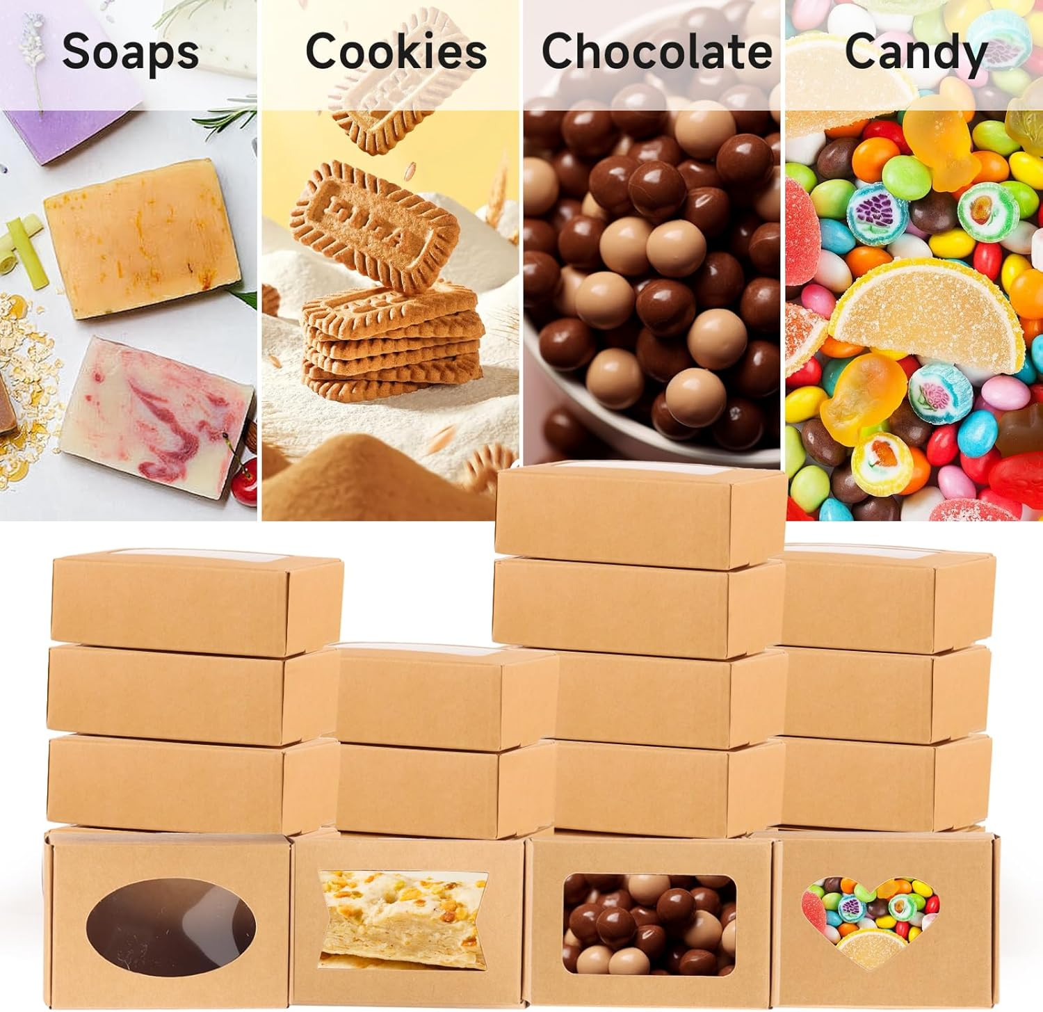 RYKOMO 60 PCS Soap Boxes for Homemade Soap 3.55 X 2.4 X 1.2 Inch Small Soap Pack