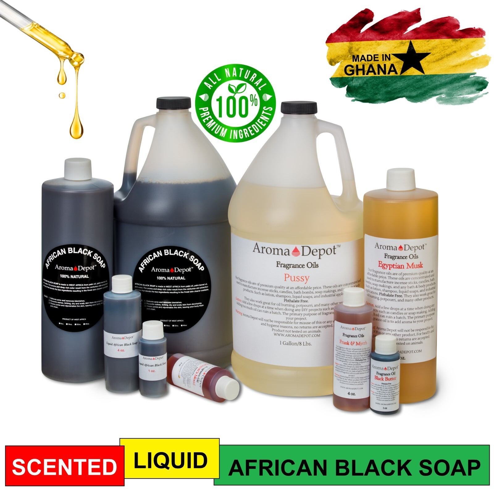 Black Soap Liquid 32 oz. Raw African Soap Natural Wash Face Body Hair Shampoo