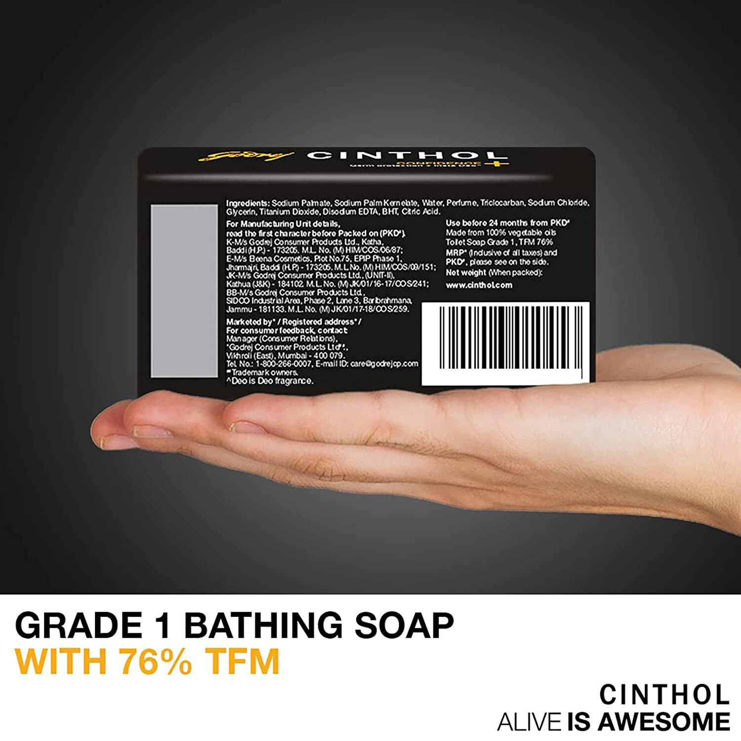 Godrej Cinthol Confidence Health Soap Bathing Deodorant Bar 75 Gram -Free Ship