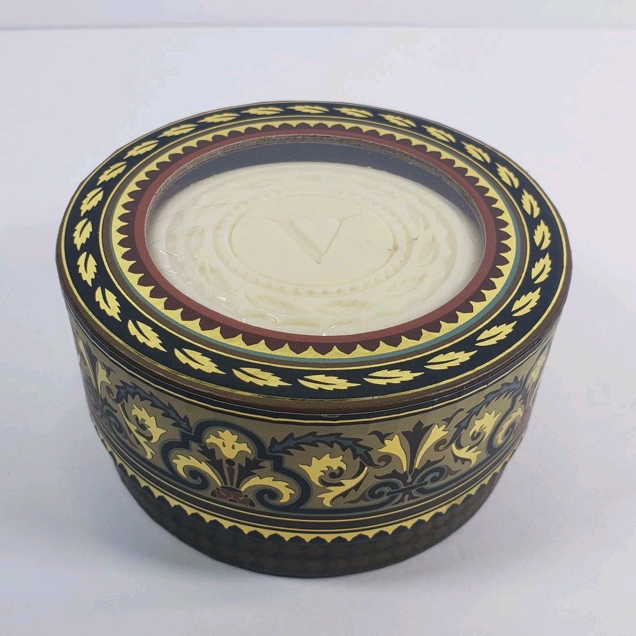 Punch Studio 5oz Lemon Verbena Monogram V Soap With Antique Designer Round Box