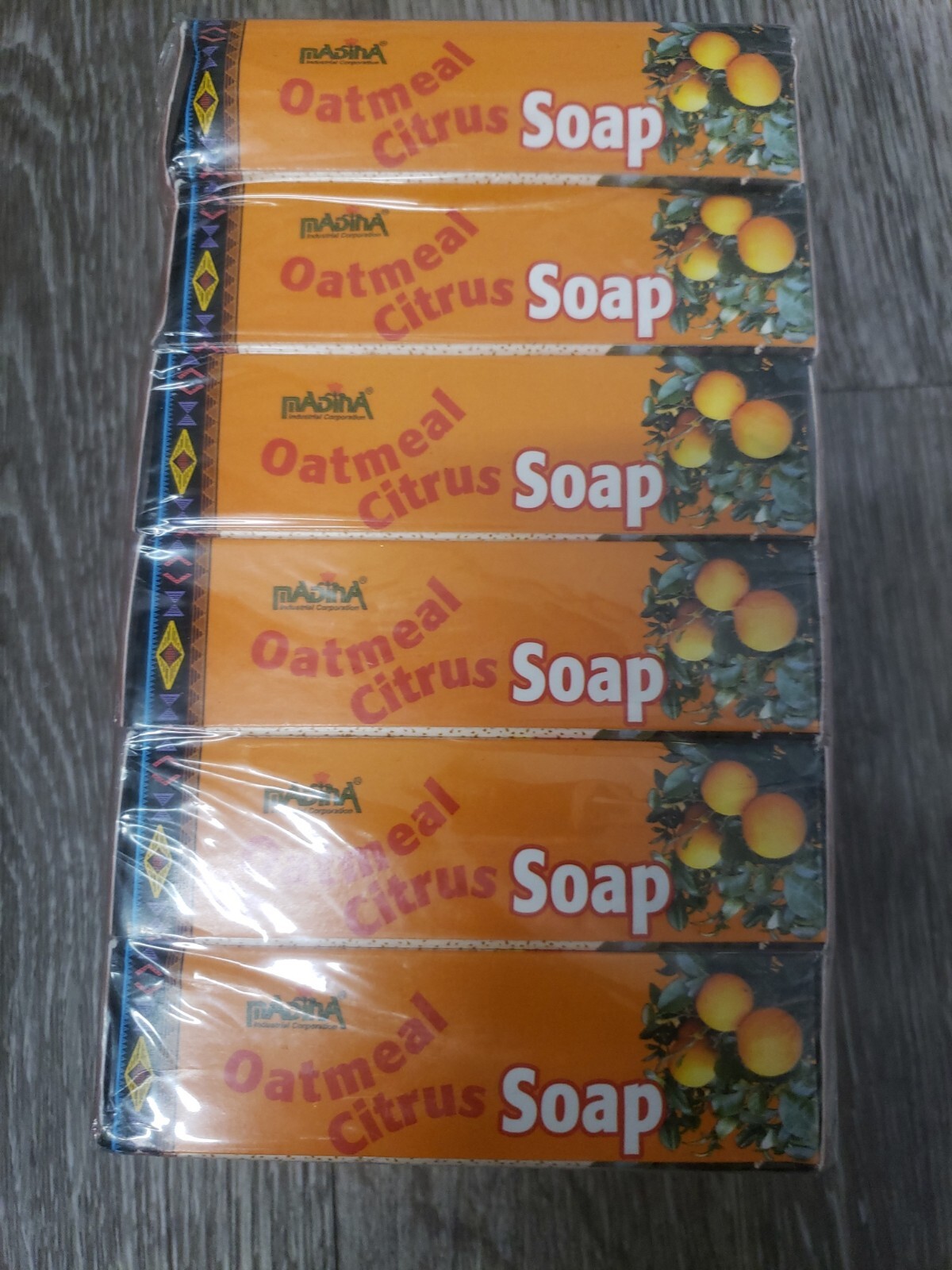 6 Pack Madina Oatmeal Citrus Bar Soap 3.5 Oz 100% Vegetable Base Palm Oil