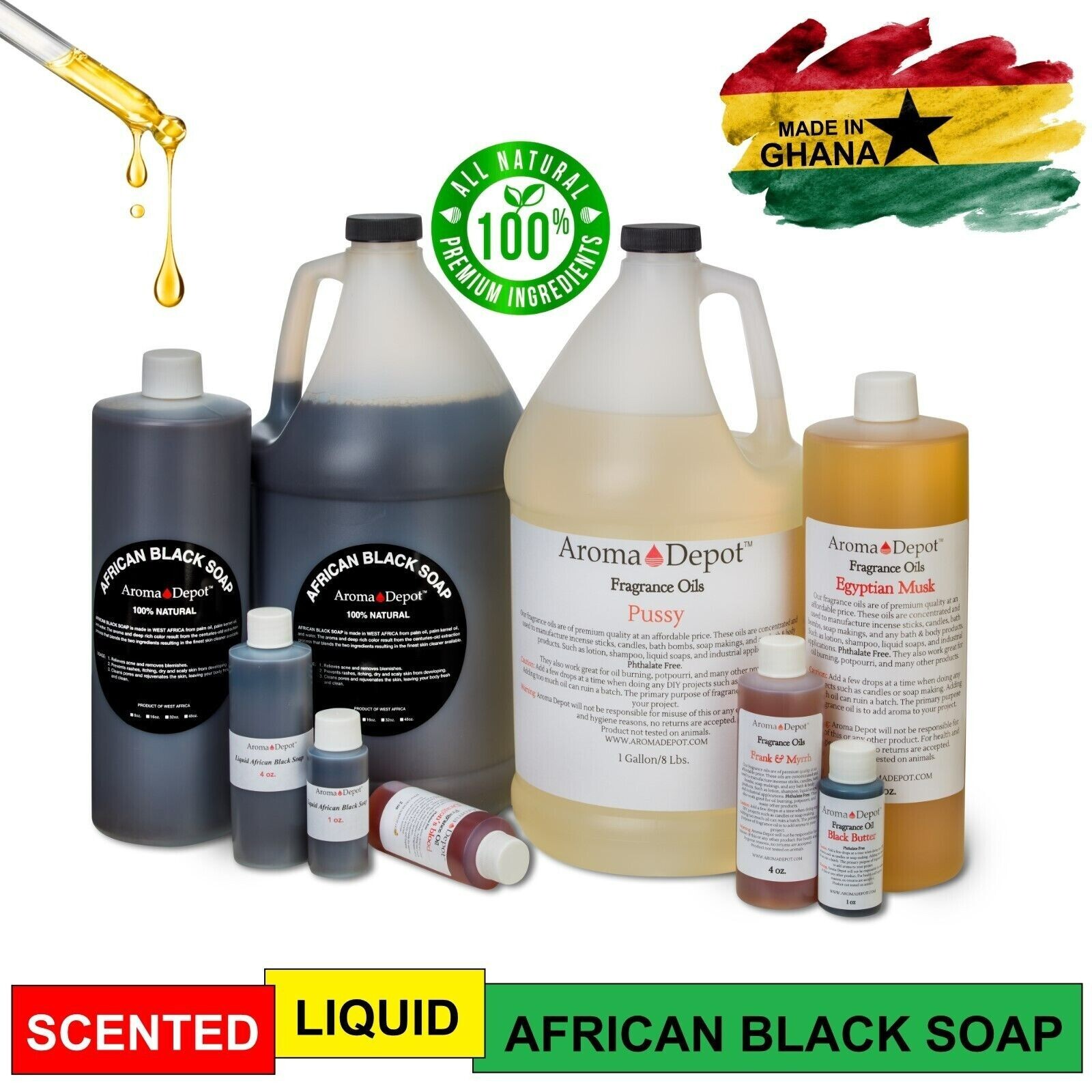 Black Soap Liquid 16 oz. African Soap Natural Wash Face Body Hair Raw Shampoo
