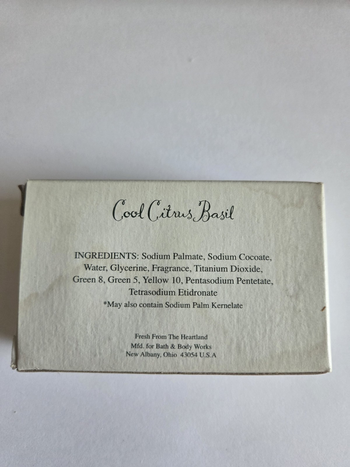 VTG Bath & Body Works Cool Citrus Basil Moisture Rich Cleansing Bar 2 Oz
