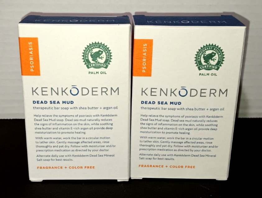 Kenkoderm Psoriasis Dead Sea Mud Soap w/ Argan Oil & Shea ~ 4.25 Oz (Pack of 2)