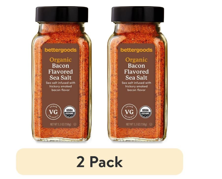 Organic Bacon Flavored Sea Salt Gourmet Seasoning for Cooking 5.3 oz 2 Pack