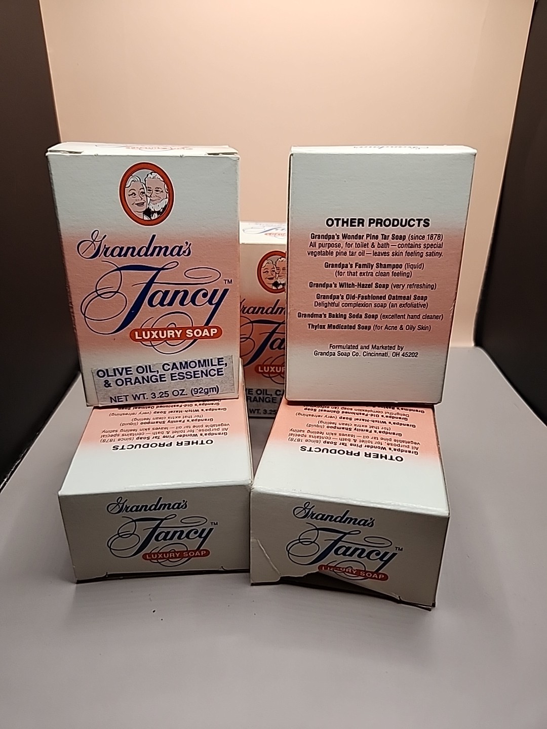 Lot of 5 Grandma’s Fancy Luxury Soap – Olive Oil, Camomile & Orange – 3.25oz NEW