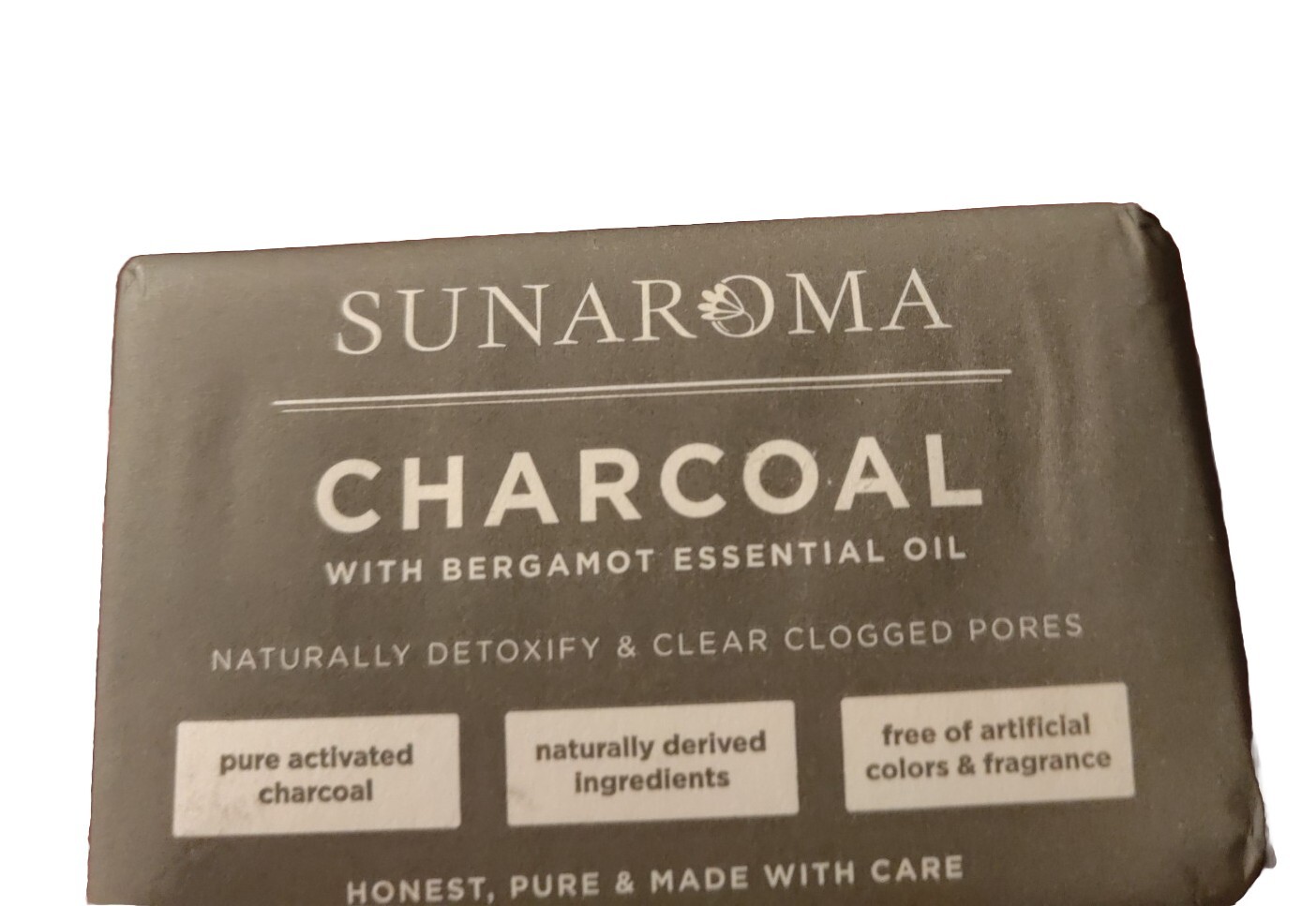 Sunaroma Charcoal Soap Bar W/Bergamot Oil 8 Oz. No Artificial Dyes Or Fragrance