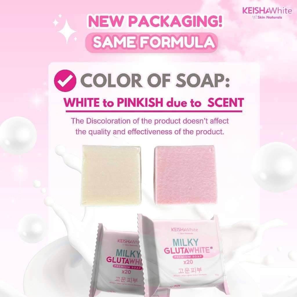 KEISHA White Skin Naturals Milky GlutaWhite Premium Soap 70g x 3 Bars