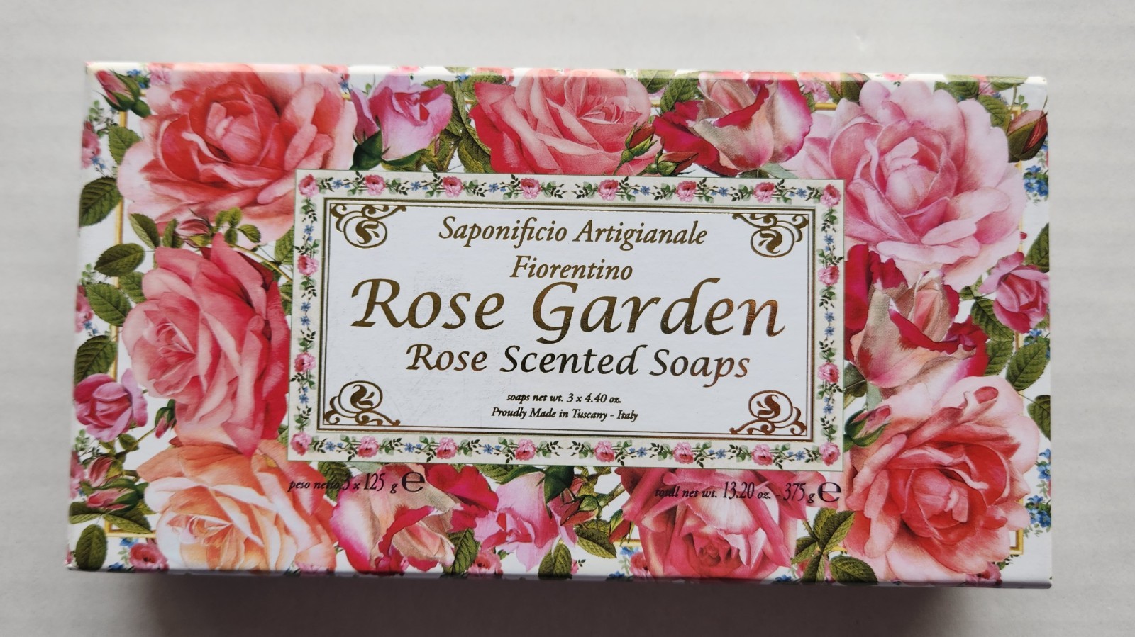 Saponificio Artigianale Fiorentino – Rose Garden Rose Scented Soaps -3 x 4.40 oz