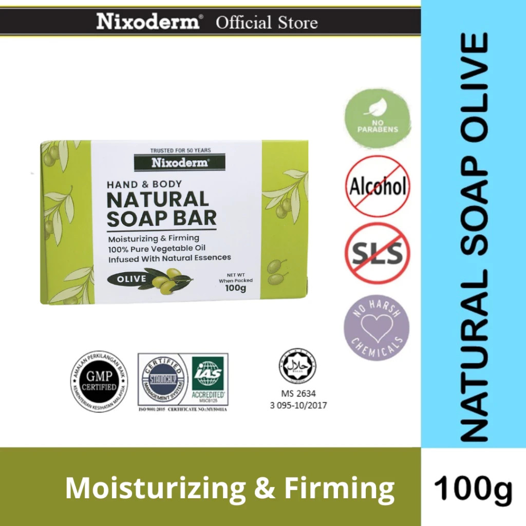 Nixoderm Natural Soap Bar 100g Lavender Sandalwood Olive All Skin Type Vitamin E