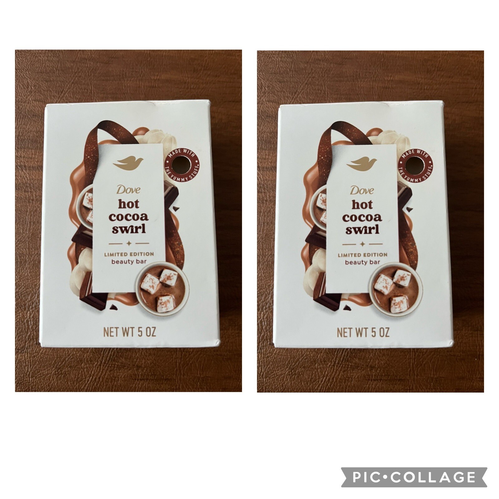 2 Dove Beauty Limited Edition Holiday Treat Bar Soap Hot Cocoa Swirl 5 OZ