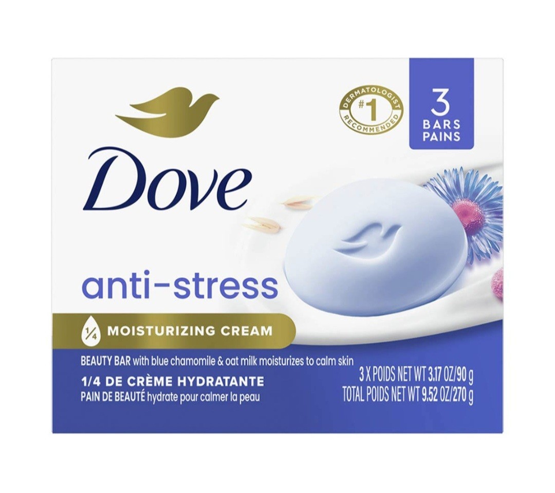 💜 DOVE (6-BARS) 3.17 Oz. 💜🫧 ●BLUE CHAMOMILE & OAT MILK● ≈ANTI-STRESS≈ Bar 🫧.
