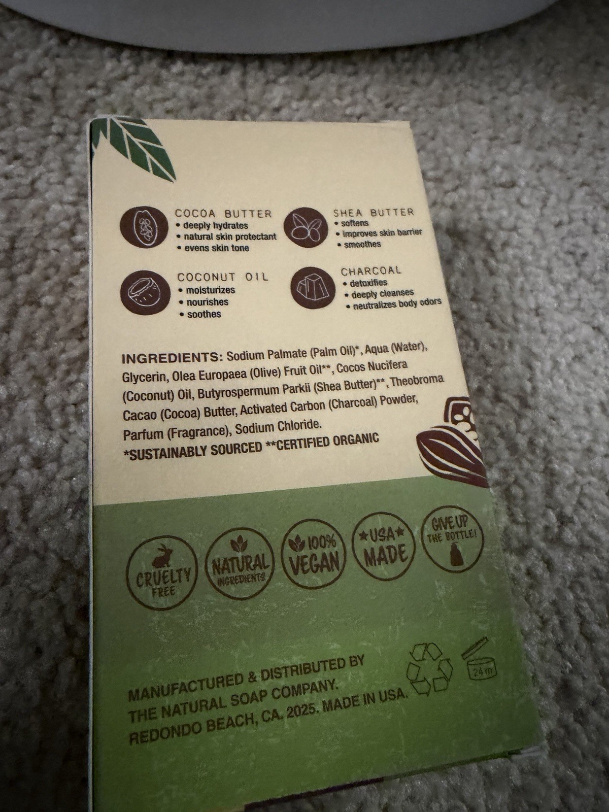2xThe Natural Soap Company African Black All Natural Bar Soap Vegan Cruelty Free