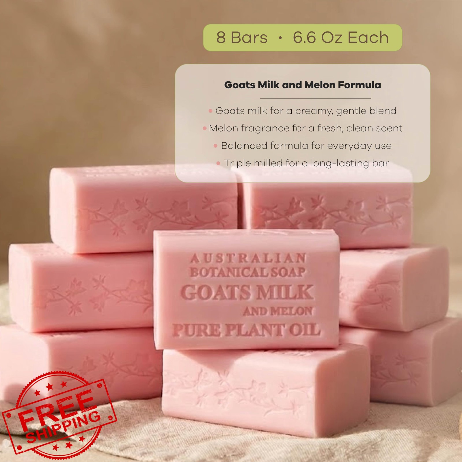 Australian Botanical Soap Melon 6.6oz Pack of 8