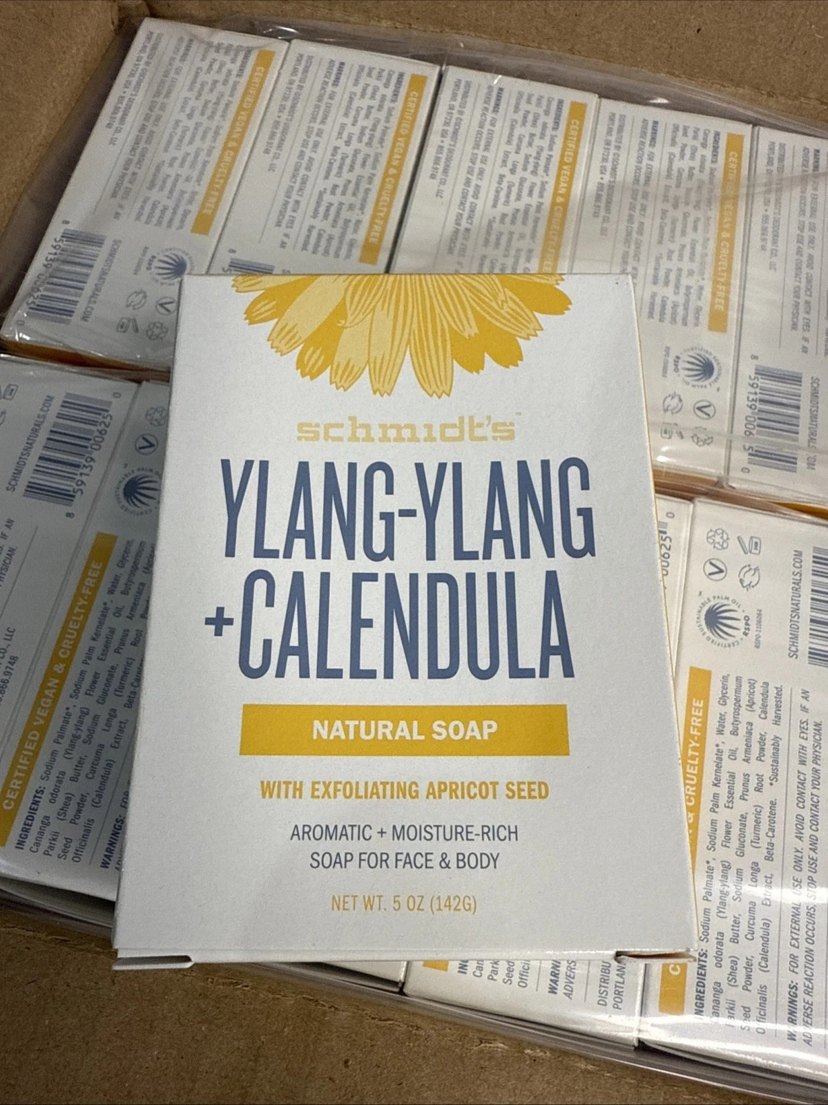 Box Of 24 Schmidt’s Ylang-Ylang + Calendula Natural Soap Apricot Seed