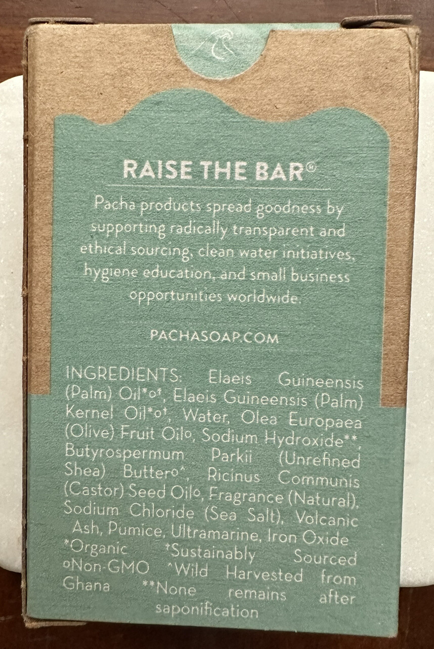 Pacha Soap Co. Sand & Sea Exfoliating Bar Soap 4 oz Handcrafted New in Box