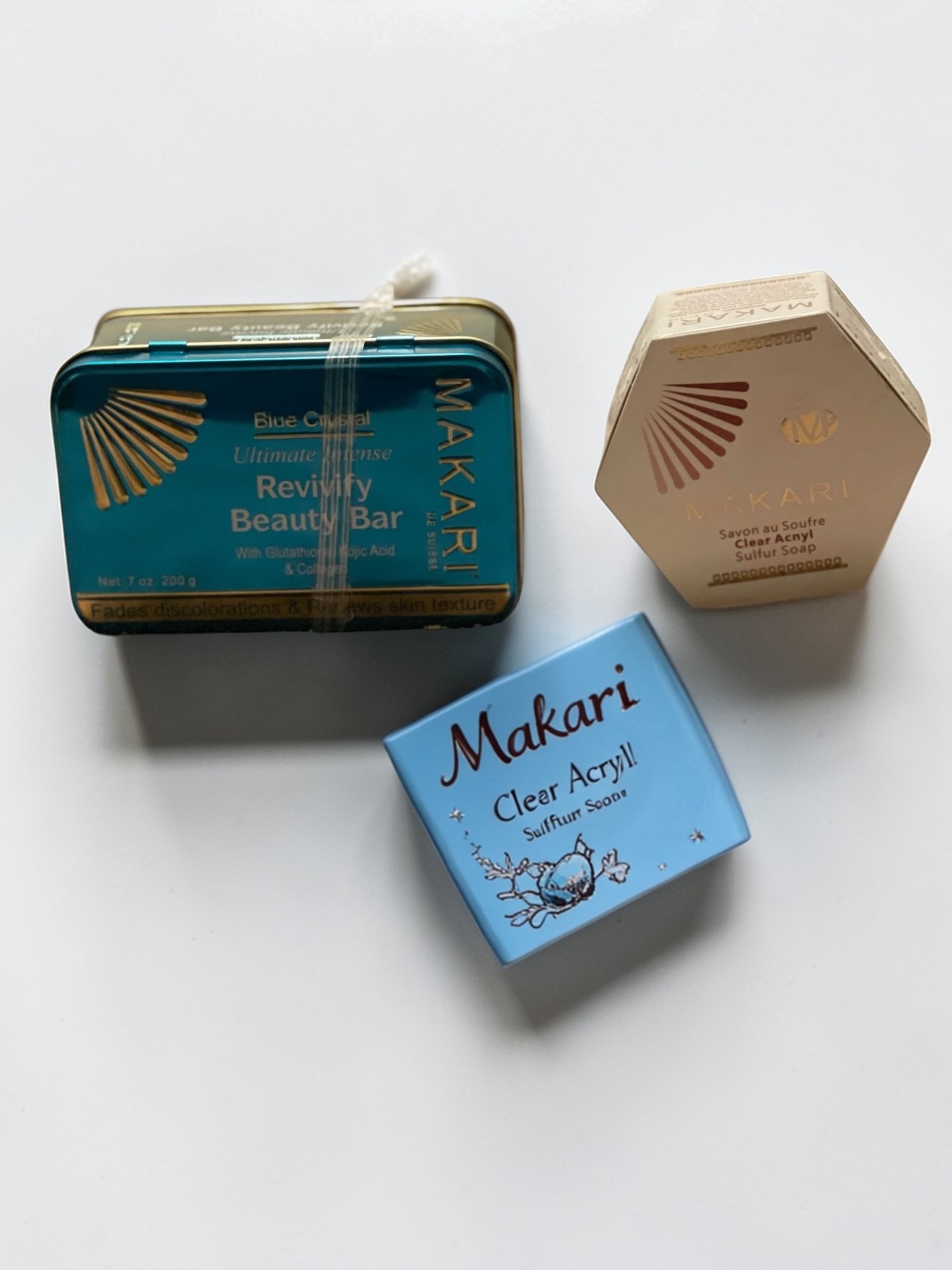 Makari Revivify Beauty Bar & Clear Acnyl Soap Set 7 oz Each Acne Brightening