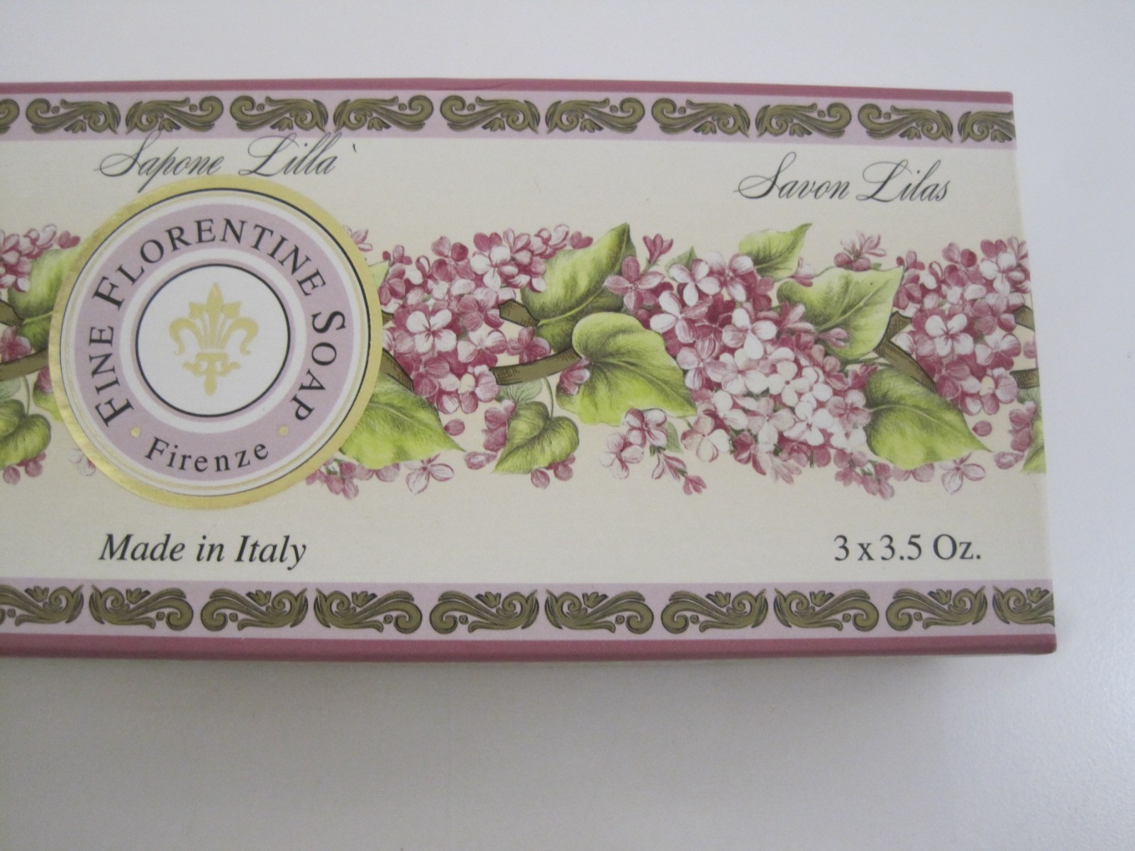 Firenze Fine Florentine Lilac Soap 3 Pcs 3.5 oz Each Made in Italy Gift Box NEW