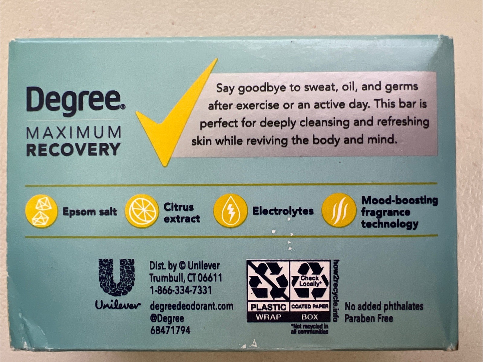 Degree Maximum Recovery- Epsom Salt + Citrus Extract 3.75 oz Bar Soap- 3 Bars