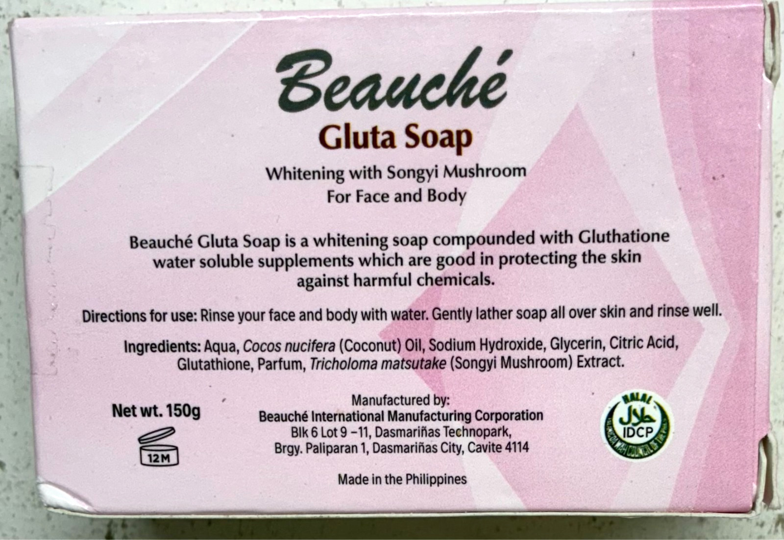 Beauche Gluta Whitening Bar Soap 150g Songyi Mushroom Face/Body New in Box