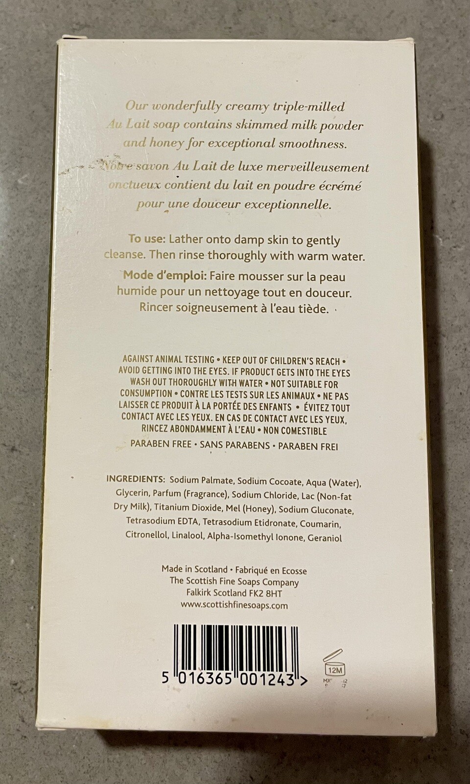 Scottish Fine Soaps Luxury Au Lait Milk and Honey BEAR Soap 4.2 oz Triple Milled