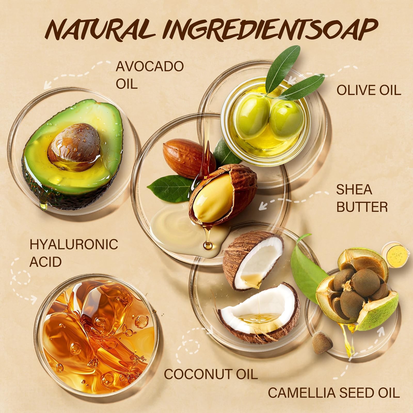 Natural Bar Soap Set for Men Women 6pcs Organic Soap with Plant Extracts for …
