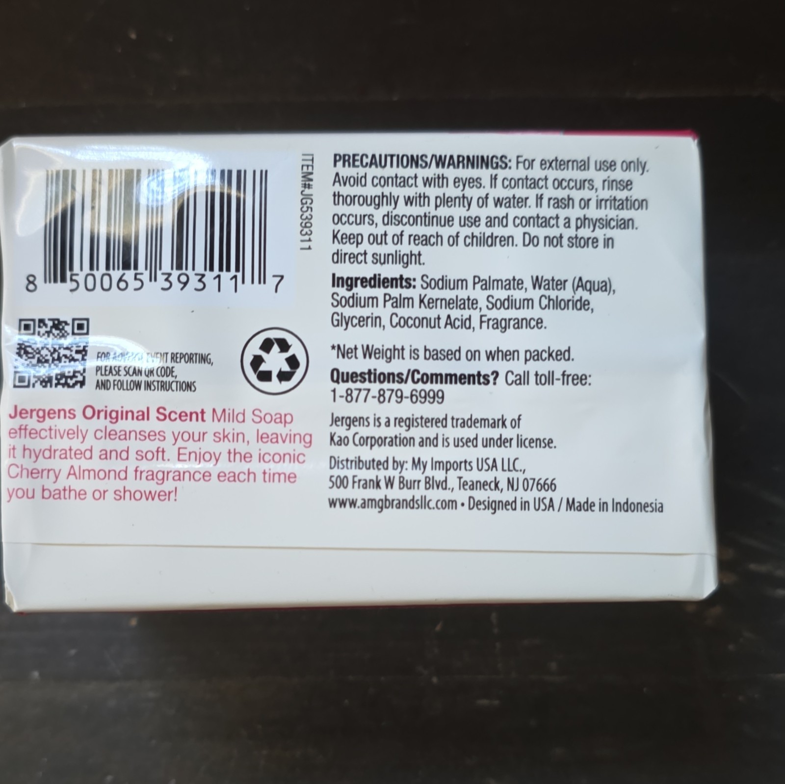 4 Packs (8 Bars Total) Jergens Cherry Almond Mild Soap Original Scent