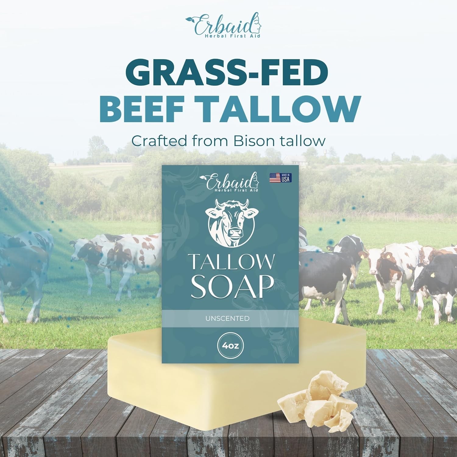 Moisturizing Beef Tallow Soap Bar – Gentle Solution for Dry, Itchy Skin – 4oz
