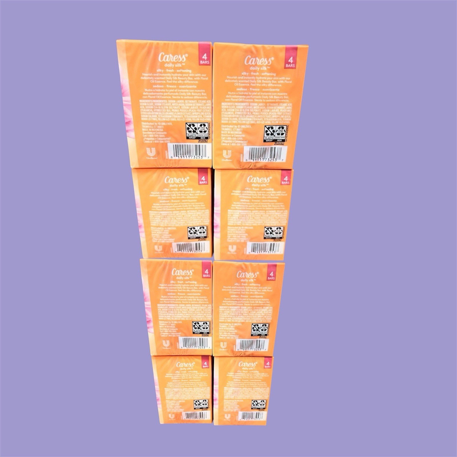 32 Caress Daily Silk Bar Soap Floral Oil White Peach & Orange Blossom ORANGE Pkg