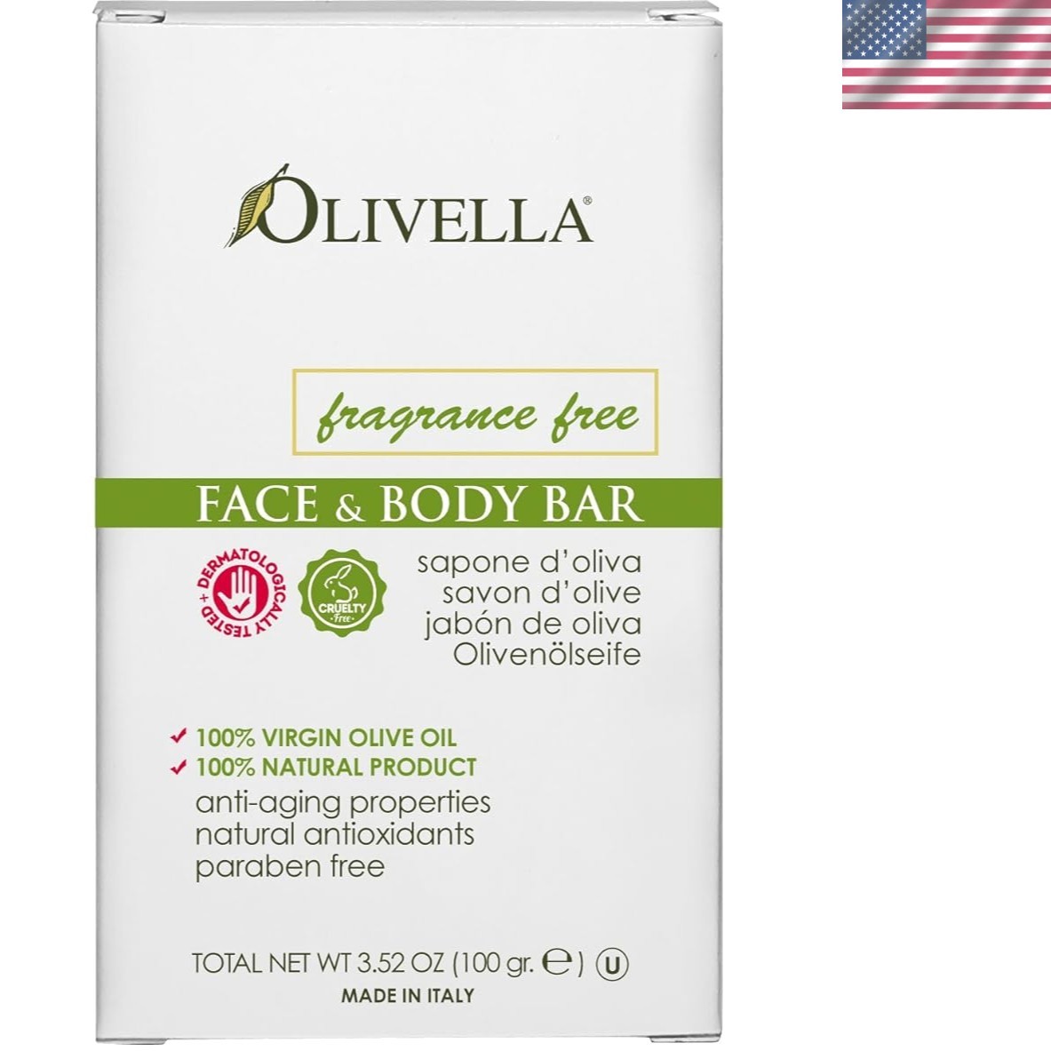 Hypoallergenic 100% Virgin Olive Oil Soap – Fragrance-Free 3.5 oz Luxury Care
