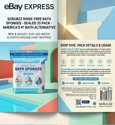Disposable Rinse Free Bathing Wipes – 25 Pack – All-In-1 Single Use Shower Wipes