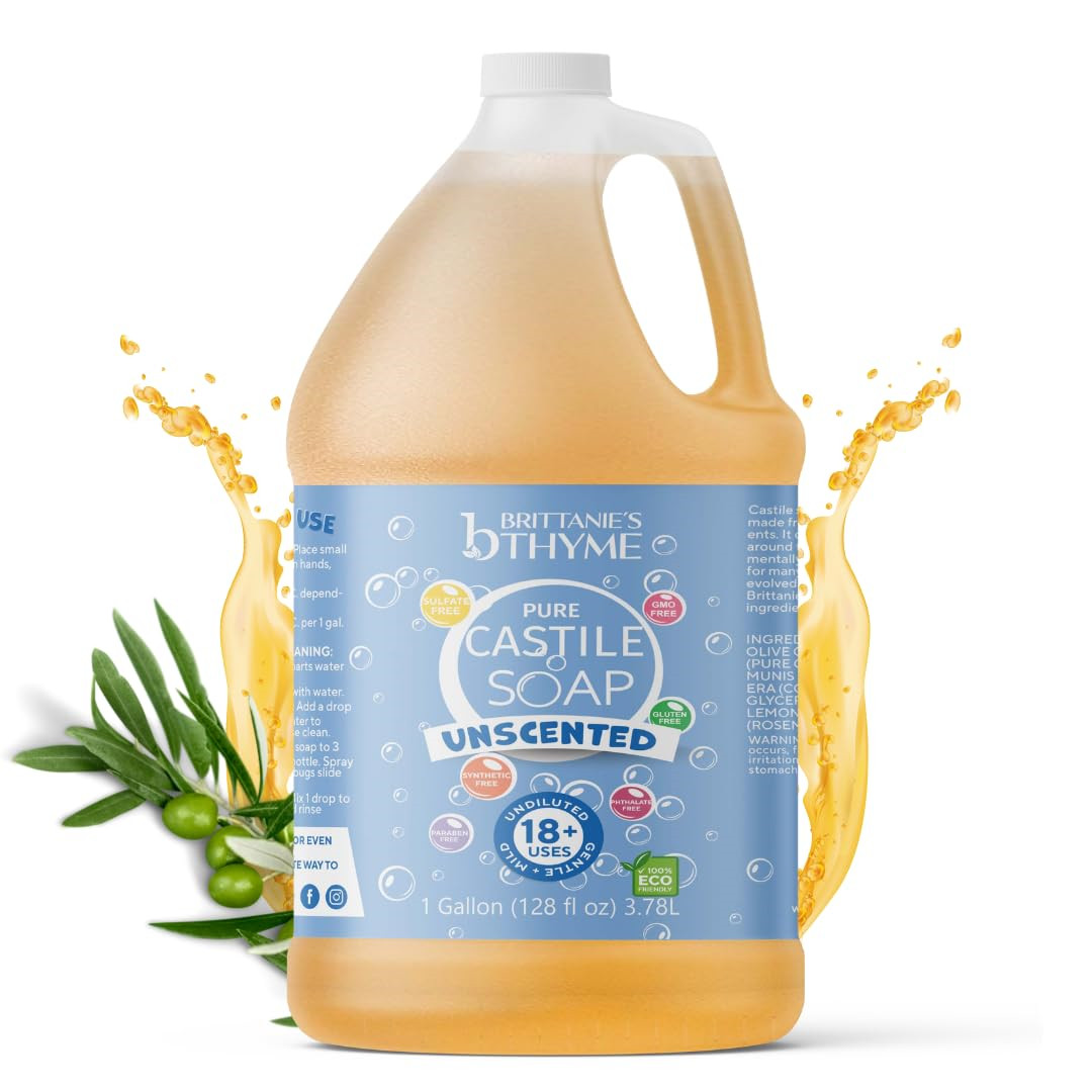 Brittanie’s Thyme Pure Organic Olive Oil Castile Liquid Soap Refill, 1 Gallon |