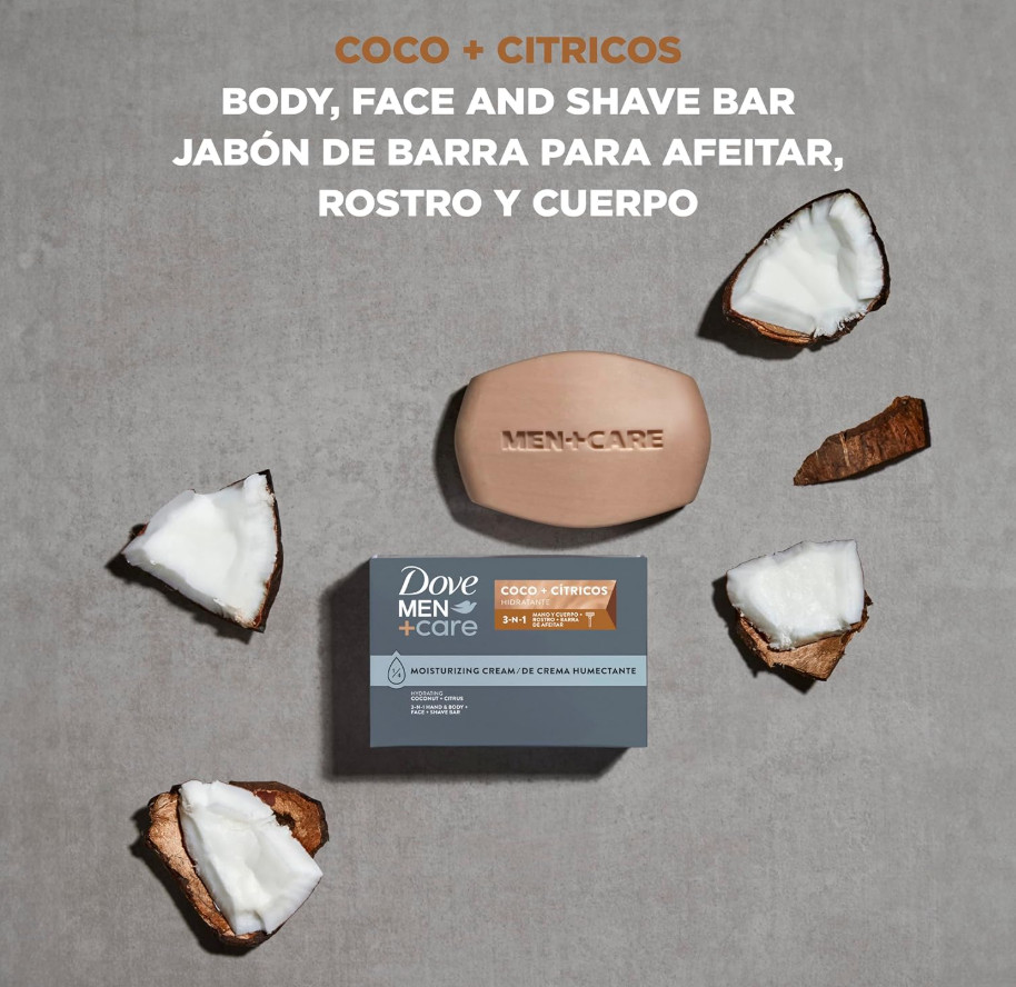 US STOCK Dove Men Care Coconut Citrus Body Face Shave Bar Soap 6 Pack 3.75oz