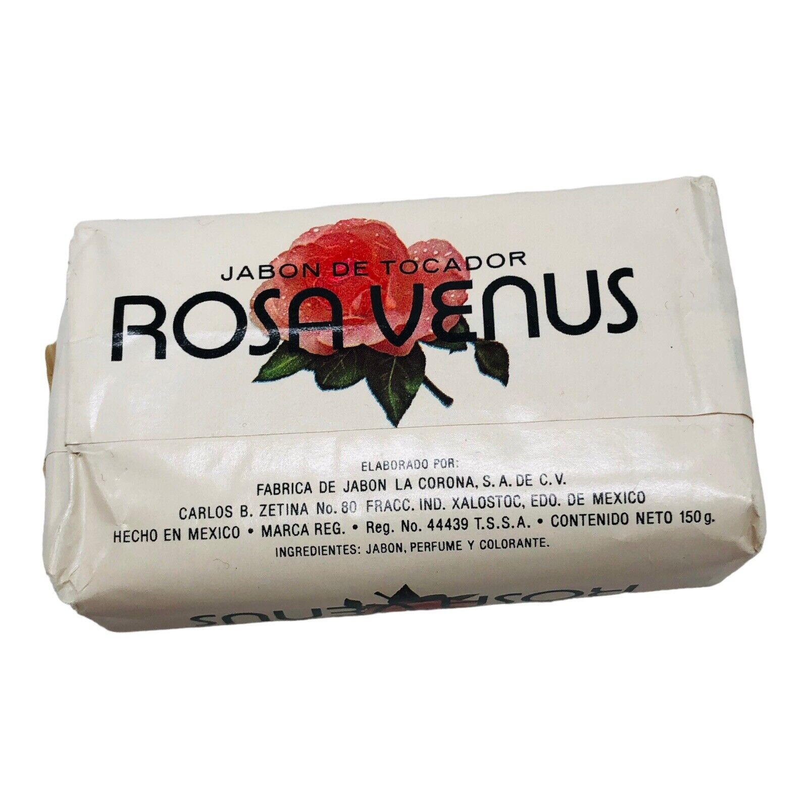 Vintage Rosa Venus BAR SOAP SPANISH MEXICO MADE 150 Grams White Vanity Prop