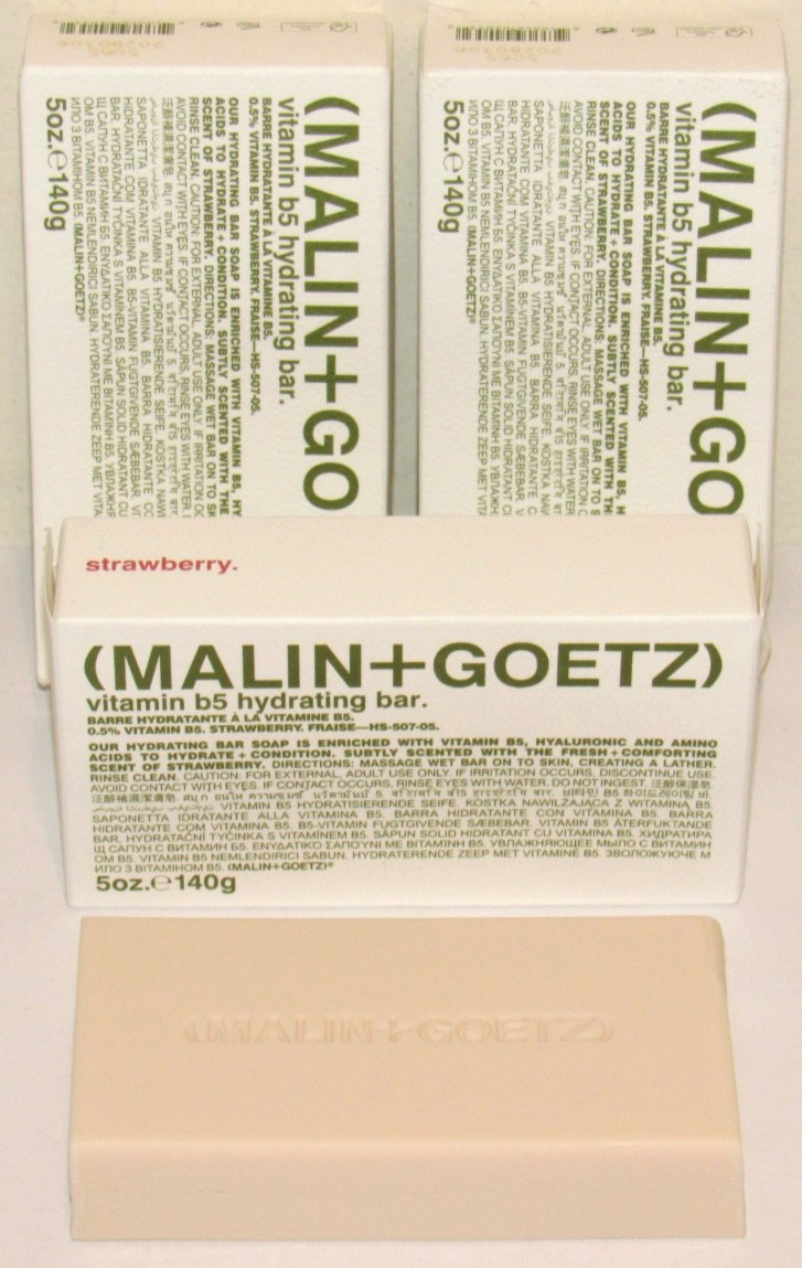 3 Malin + Goetz STRAWBERRY Hydrating B5 Bar Soap 5 Oz 140 g Each Full Size Lot