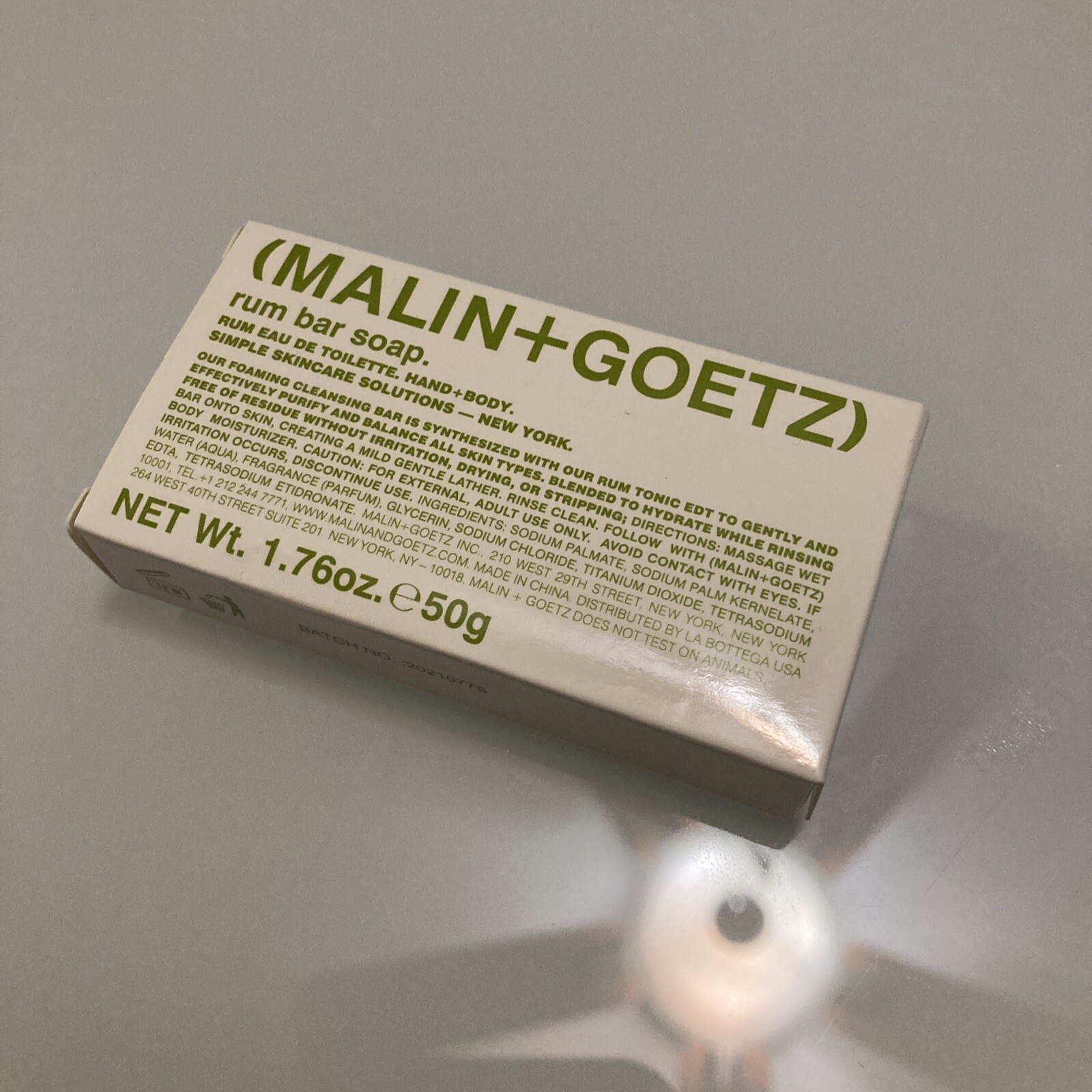 New Malin+Goetz Rum Bar Soap Hands & Body 1.76oz /50g Travel Size