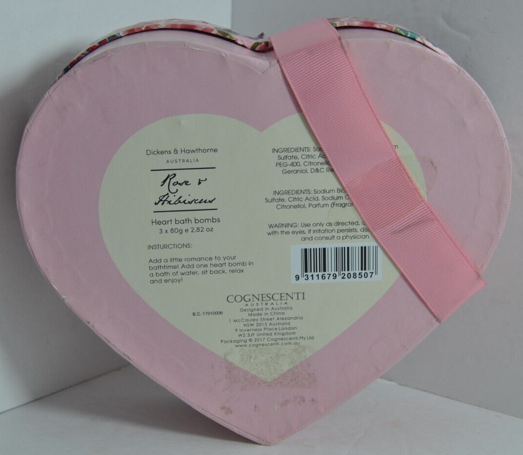 Lot of 2 Red Rose Luxury Soap 5.3oz & Dickens & Hawthorne Heart Shape Bath Bombs