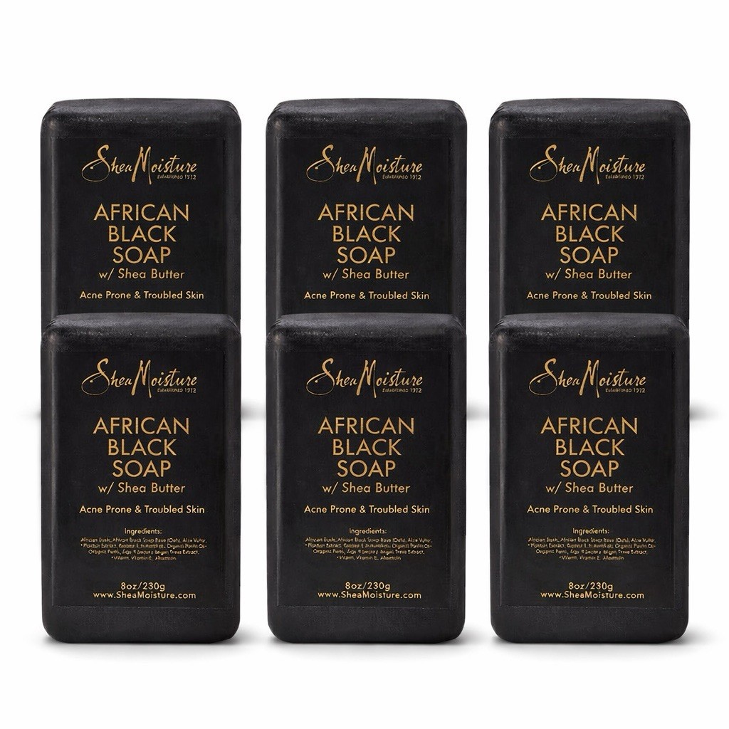 6 Pack SheaMoisture Calm & Clearing African Black Bar Soap, Shea Moisture, 8oz