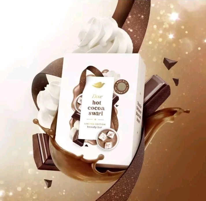 Dove Beauty Limited Edition Holiday Treat Bar Soap Hot Cocoa Swirl 5 OZ 3 Bars
