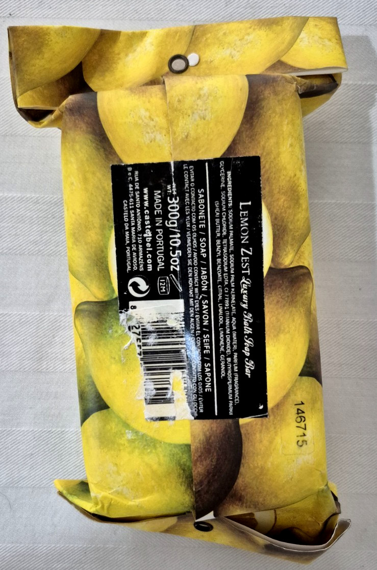 CASTELBEL Lemon Zest Fragranced Luxury Soap Bar 10.5oz/300grams