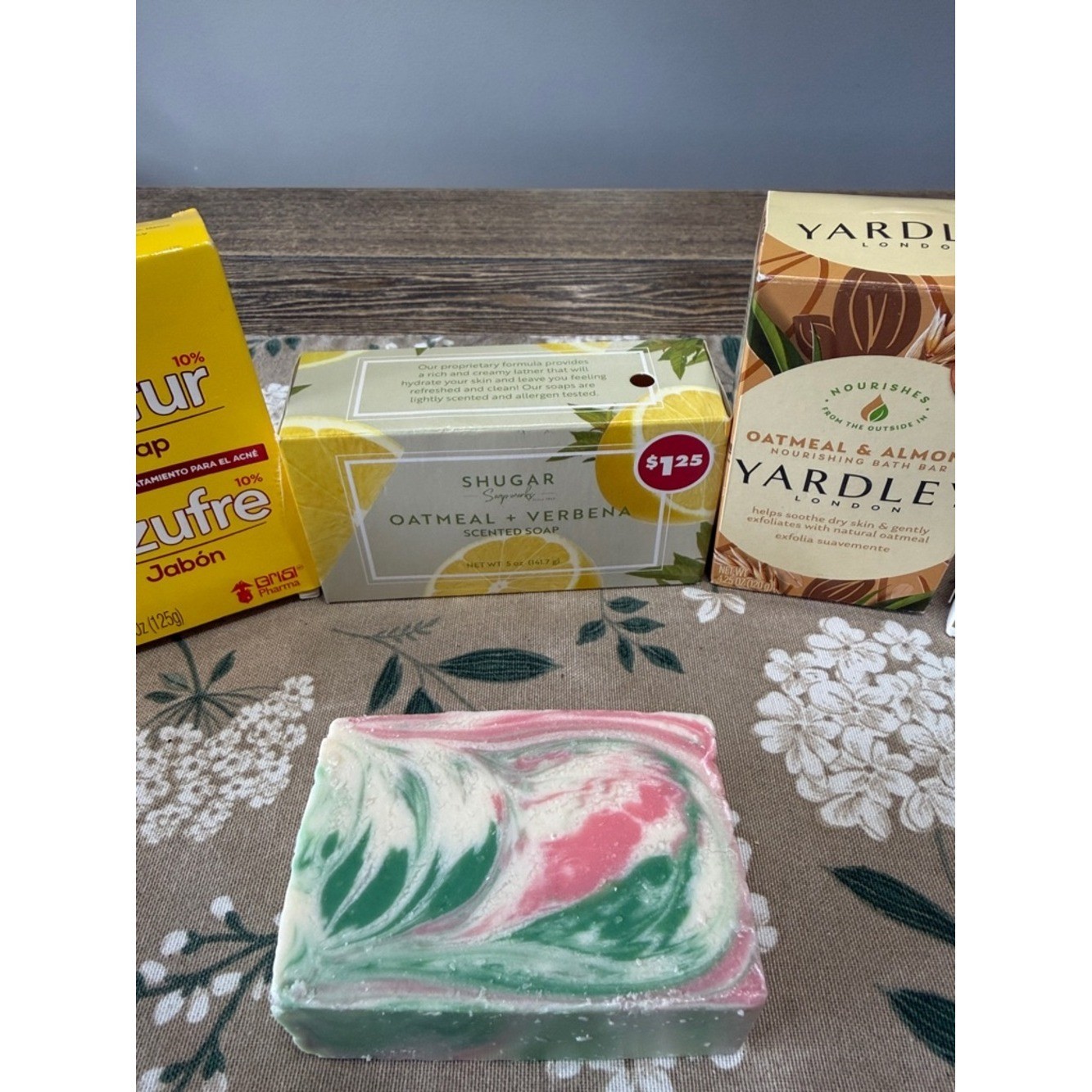Bar soap lot of 6 doTerra Yardley Shugar Dove Sulfur & Hand Crafted Pink Swirl