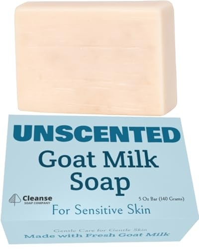 Goat Milk Soap Bar 5 Oz Unscented for Eczema & Sensitive Skin Care