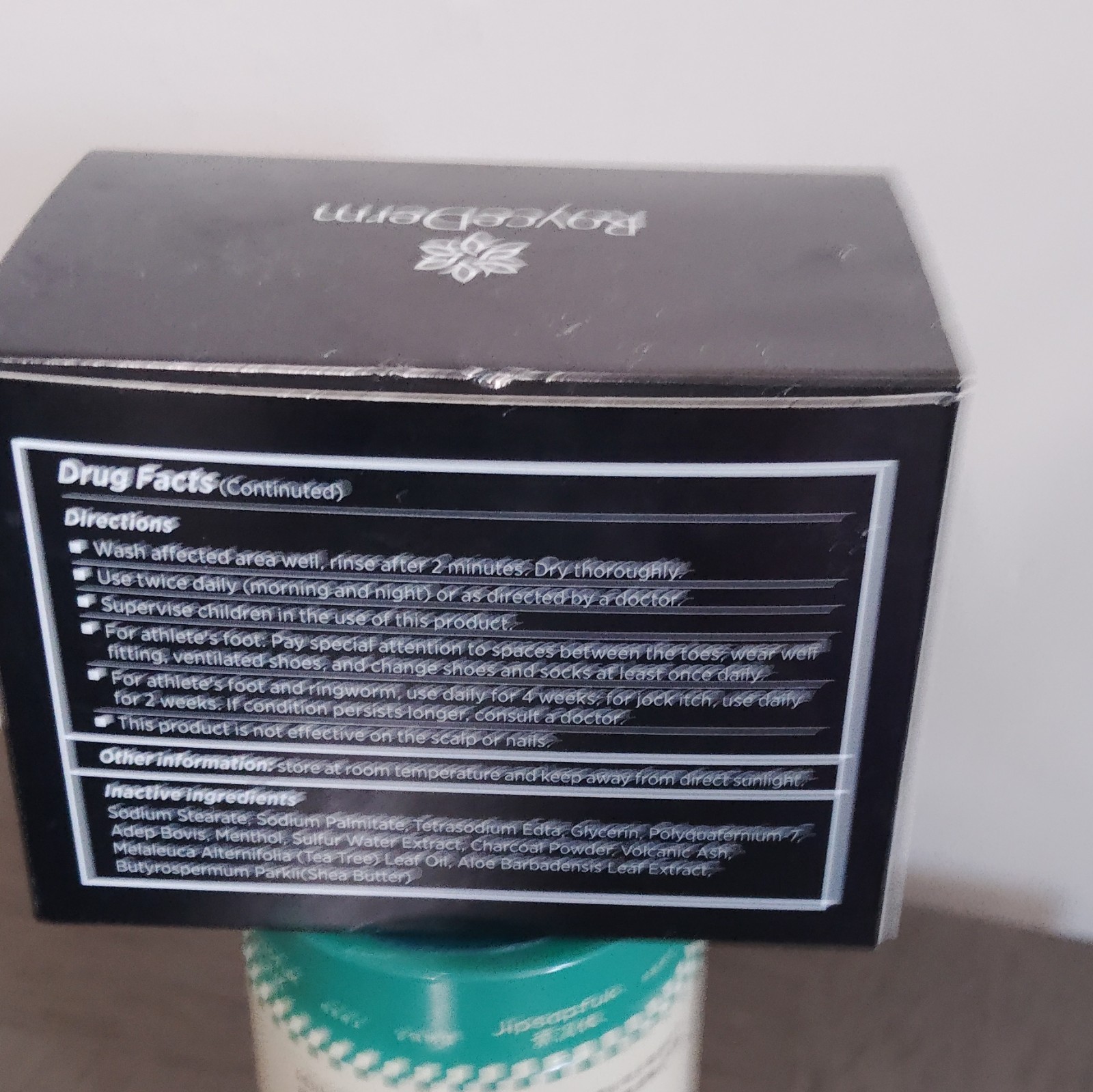 RoyceDerm Post-Workout Antifungal Bar Soap 2-Pack 4 oz Each Tea Tree Charcoal